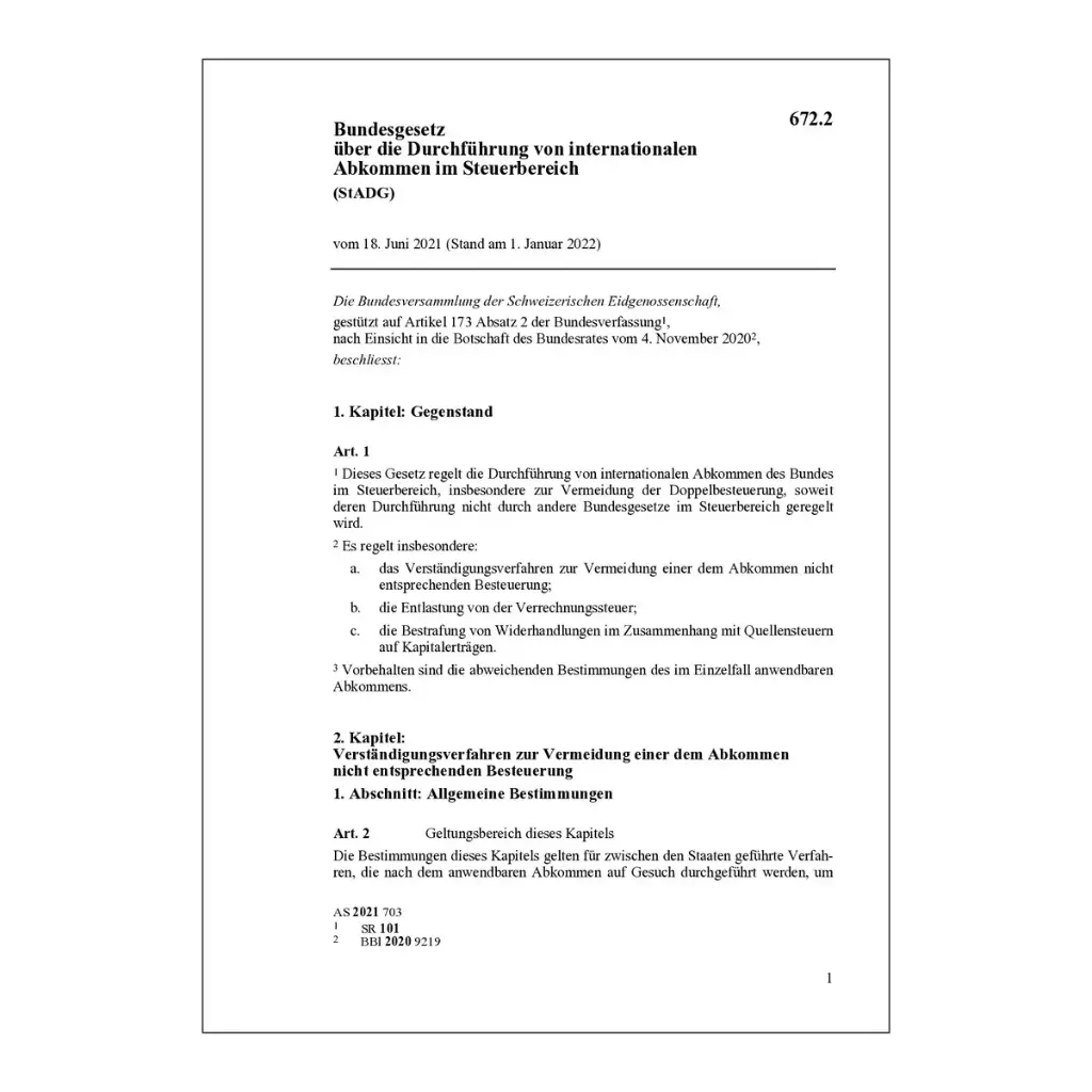 Bundesgesetz über die Durchführung von internationalen Abkommen im Steuerbereich, StDAG