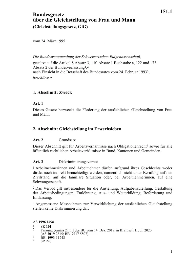 Gleichstellungsgesetz, GIG