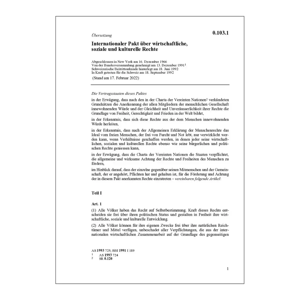 Intern. Pakt wirtschaftl., soziale Recht, UNOPakt I