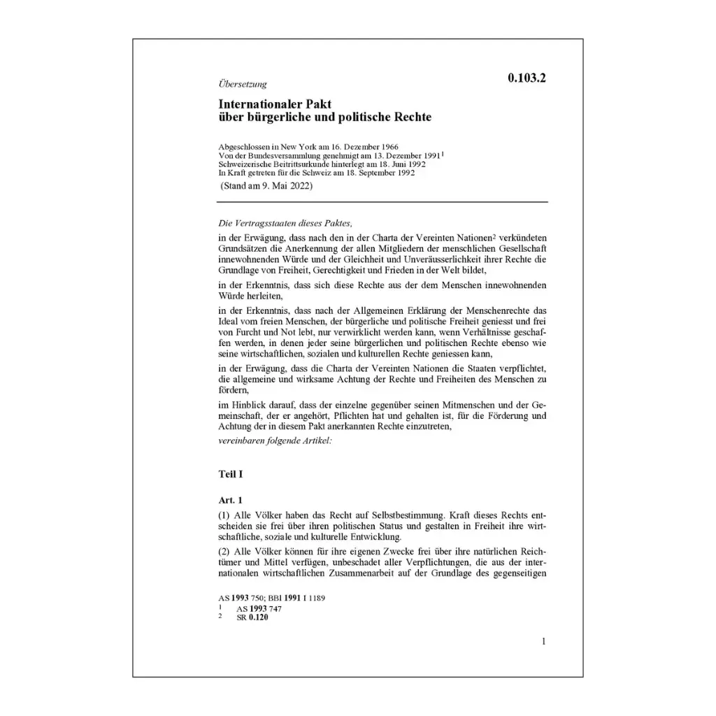 Intern. Pakt bürgerliche Rechte, UNOPakt II