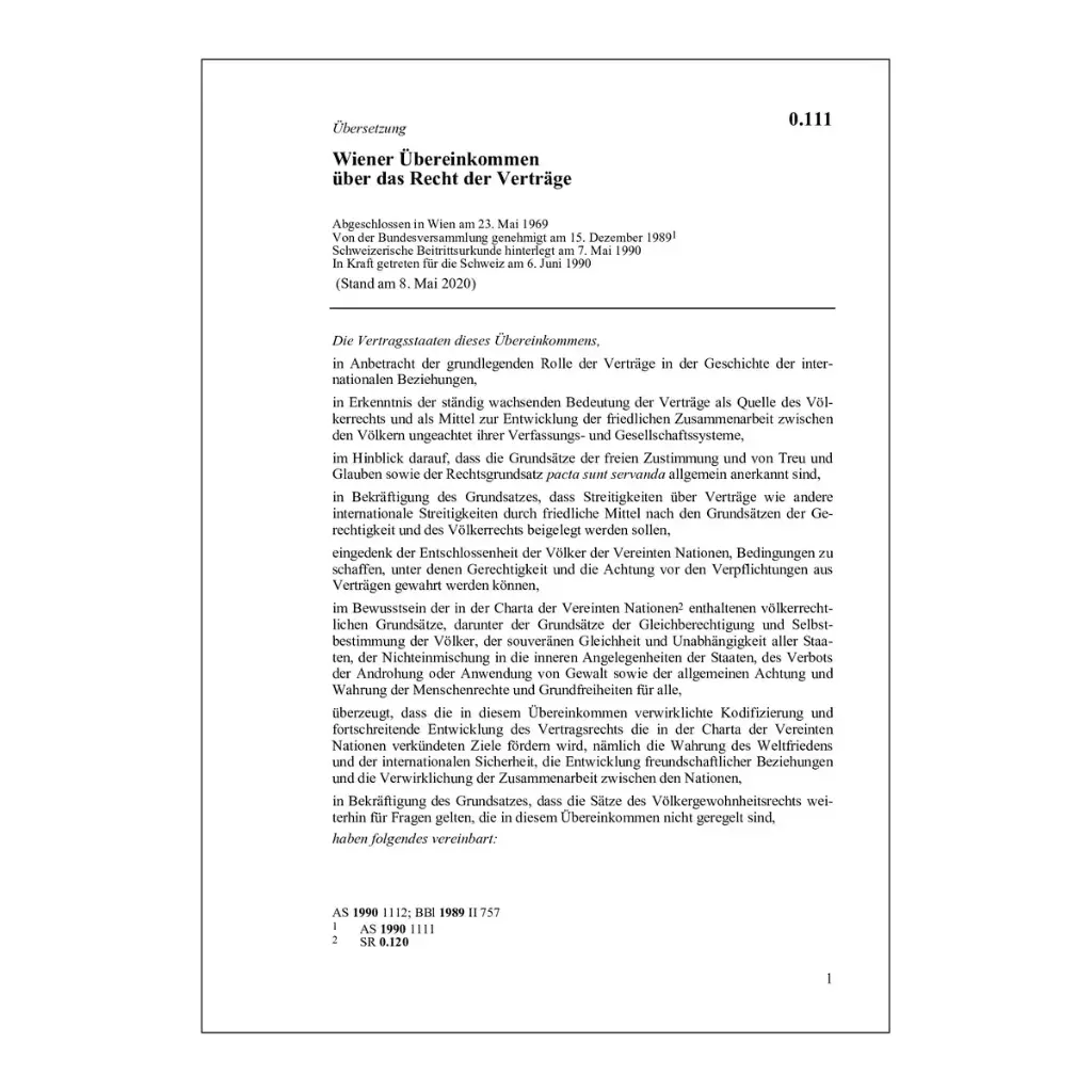 Wiener übereinkommen Recht Verträge, VRK
