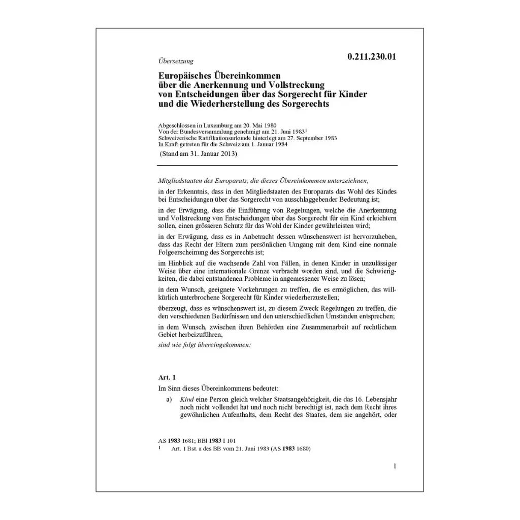 Europ. Übereink. Sorgerecht