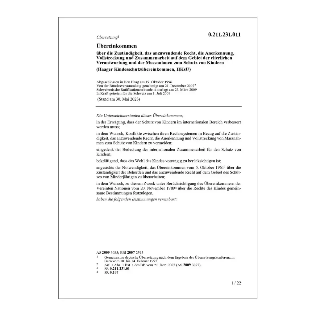 Haager Kindesschutzübereink. HKsÜ