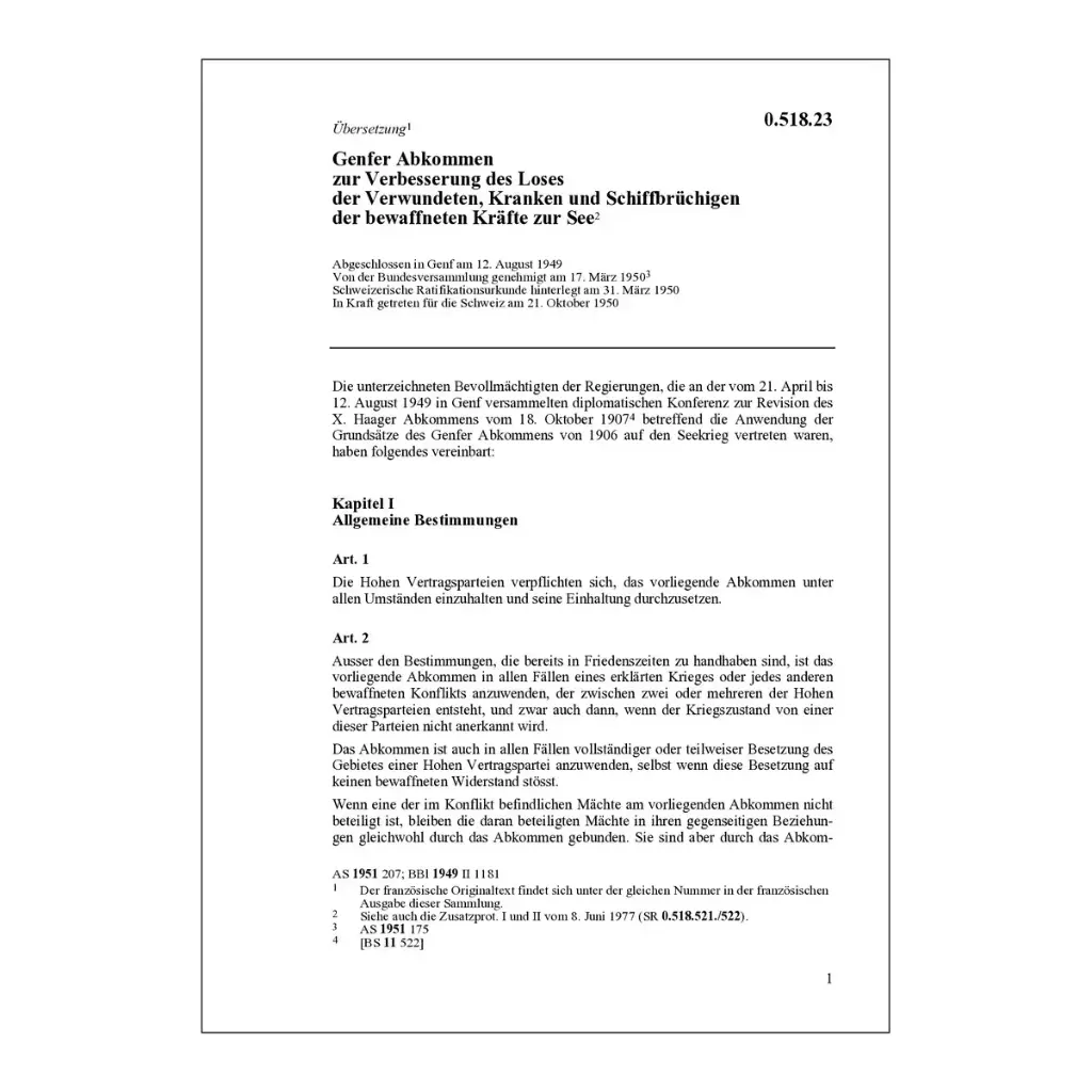 Genfer Abk. bewaffnete Kräfte zur See