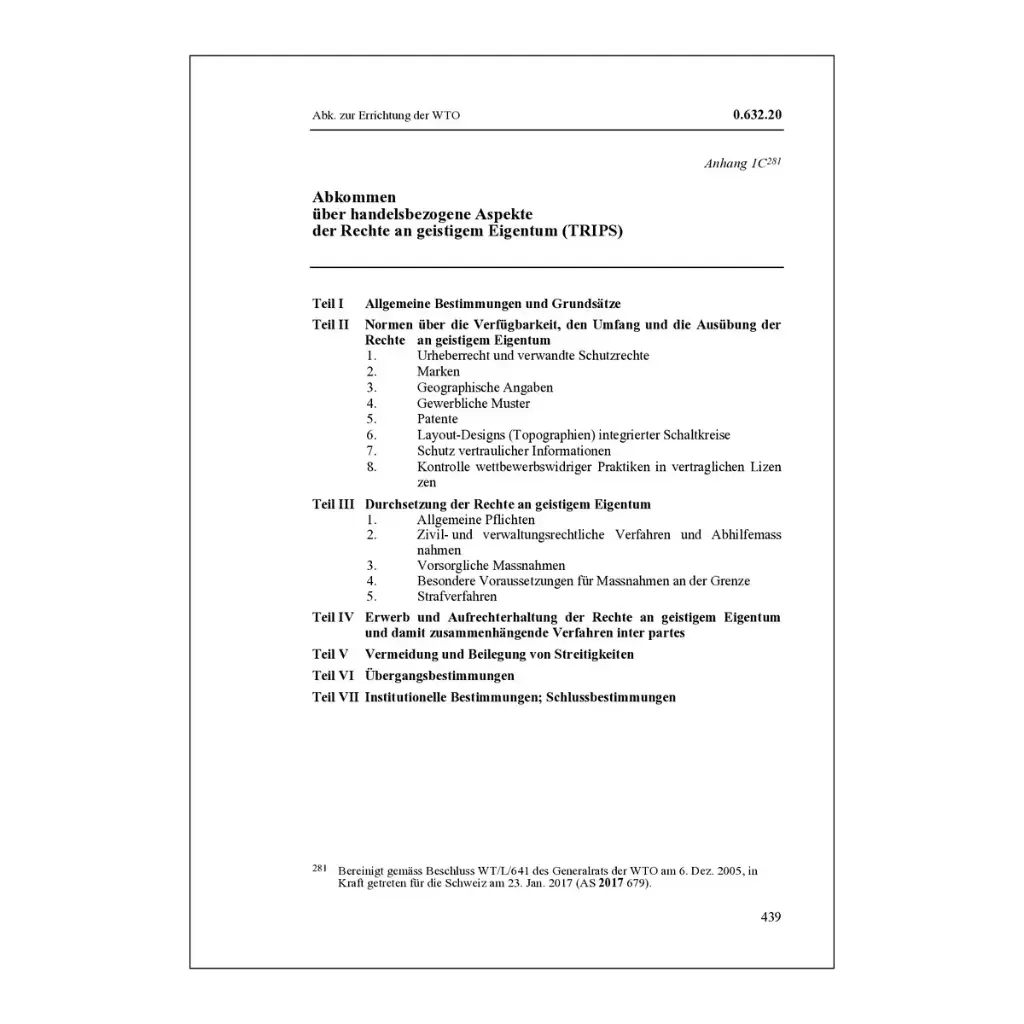TRIPS Abkommen Anhang 1C