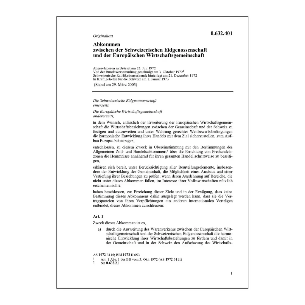 Freihandelsabkommen 192 - Abk. zwischen der Schweiz und der EWG