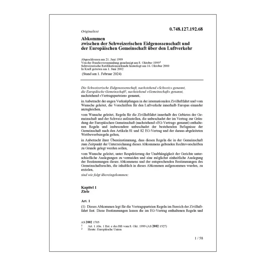 Abk. EG über den Luftverkehr, Luftverkehrsabkommen 1999