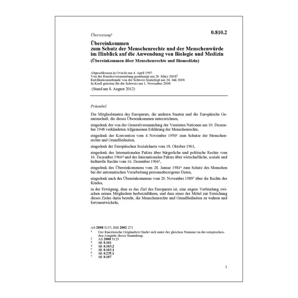 UK Menschenrechte u Biomedizin 4.4.97, BMK
