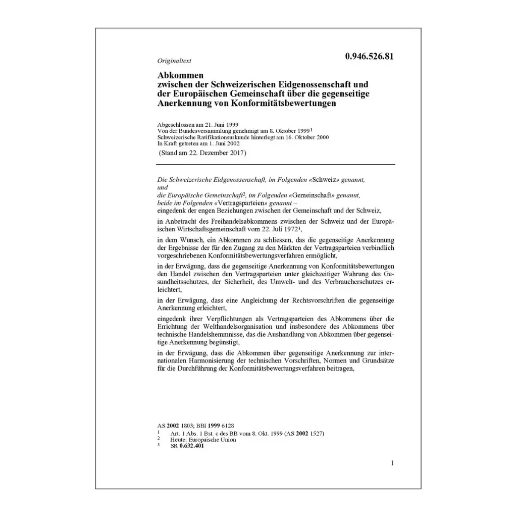 Abk. EG Anerken. Konformitätsbewertungen, MRA