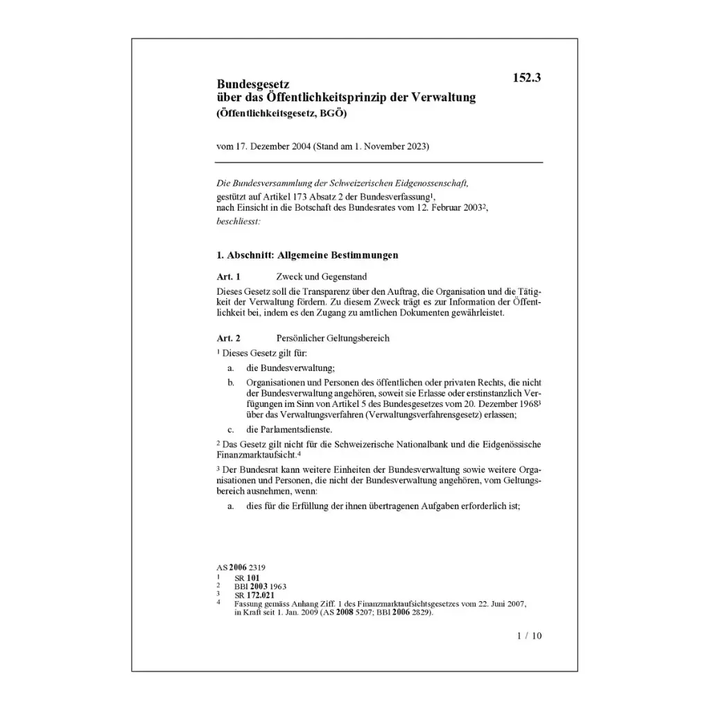 BG Öffentlichkeitsprinzip Verwaltung BGÖ