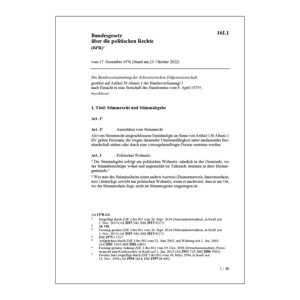 BG über die politischen Rechte, BPR