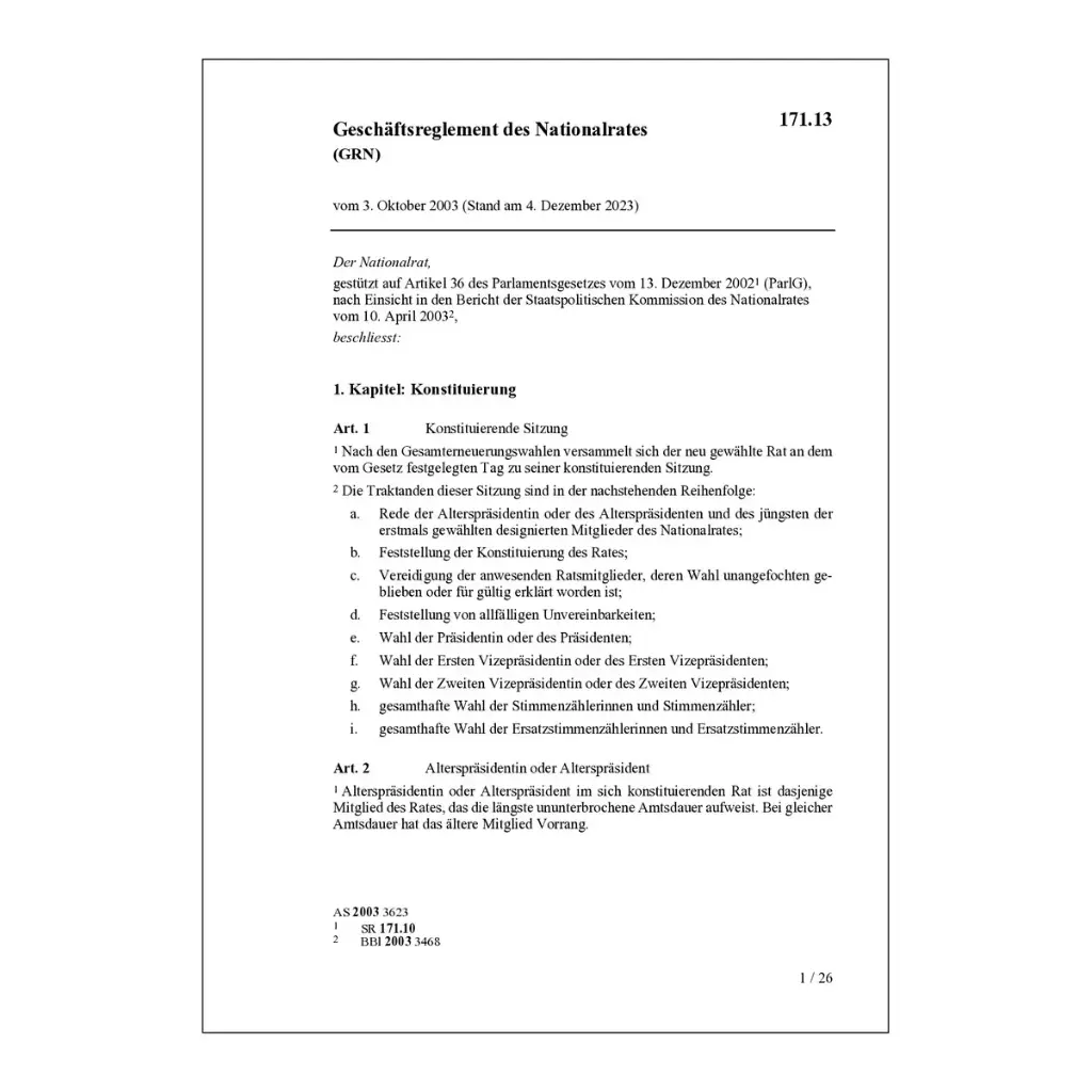 Geschäftsreglement des Nationalrates GRN