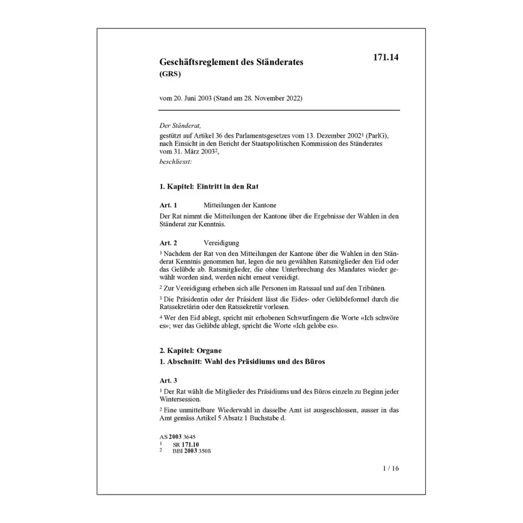 Geschäftsreglement des Ständerates, GRS