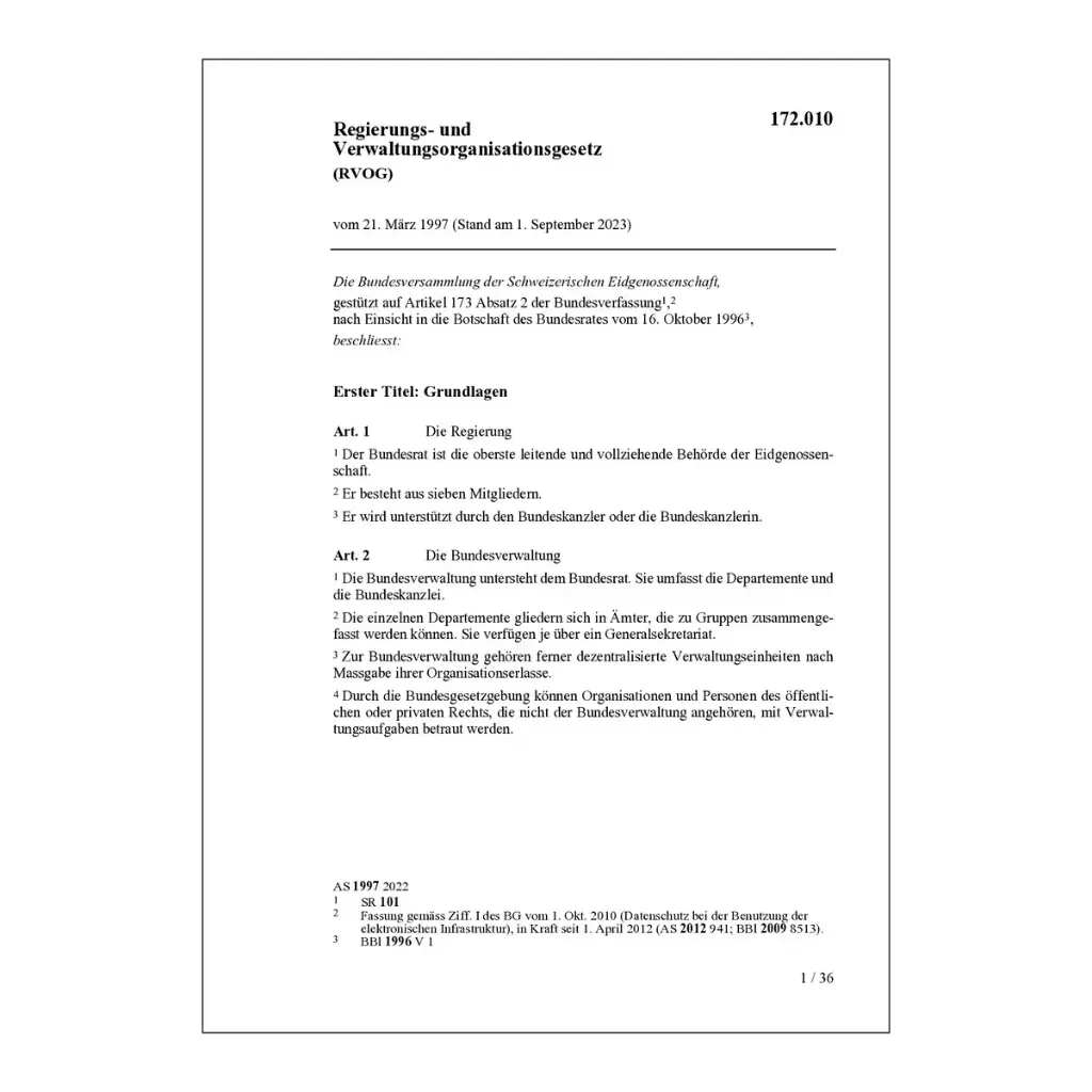 BG Regierungsorganisation, RVOG