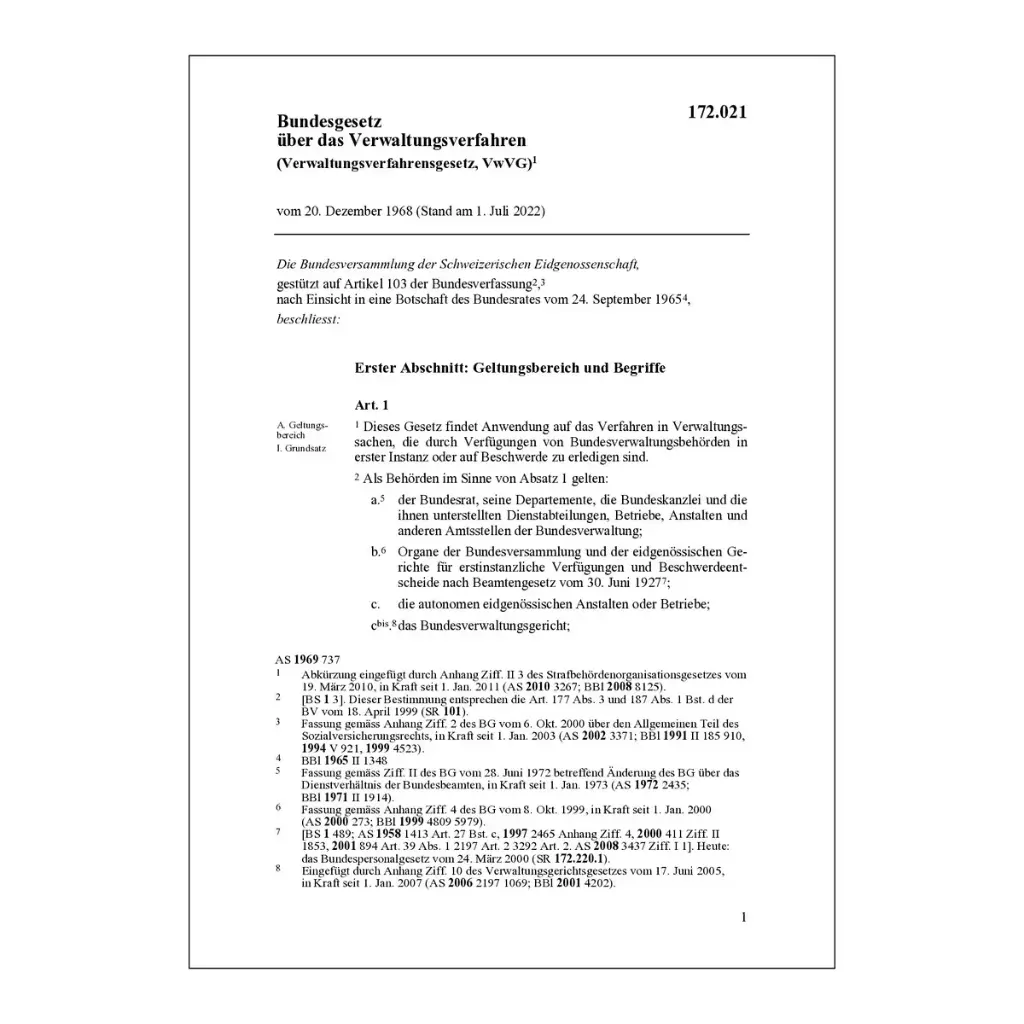 BG Verwaltungsverfahren, VwVG