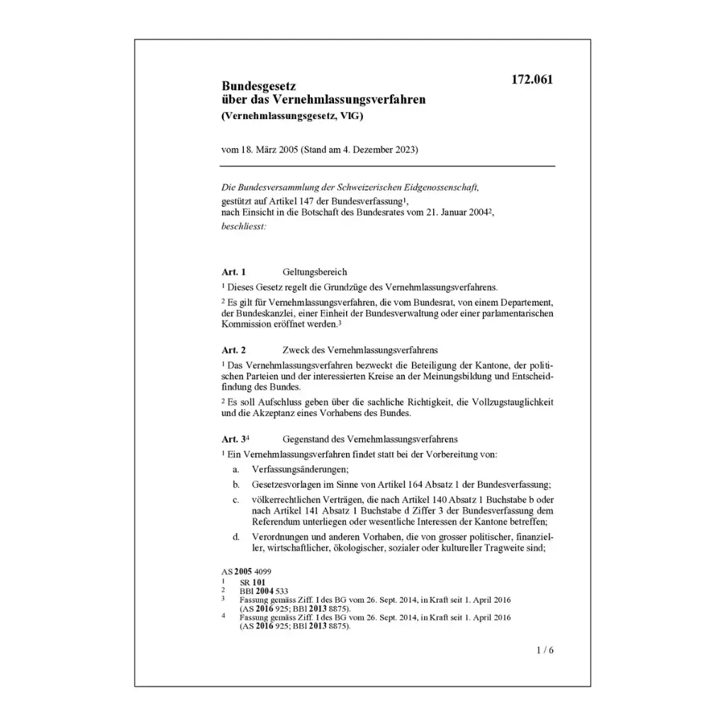 BG Vernehmlassungsverfahren VIG