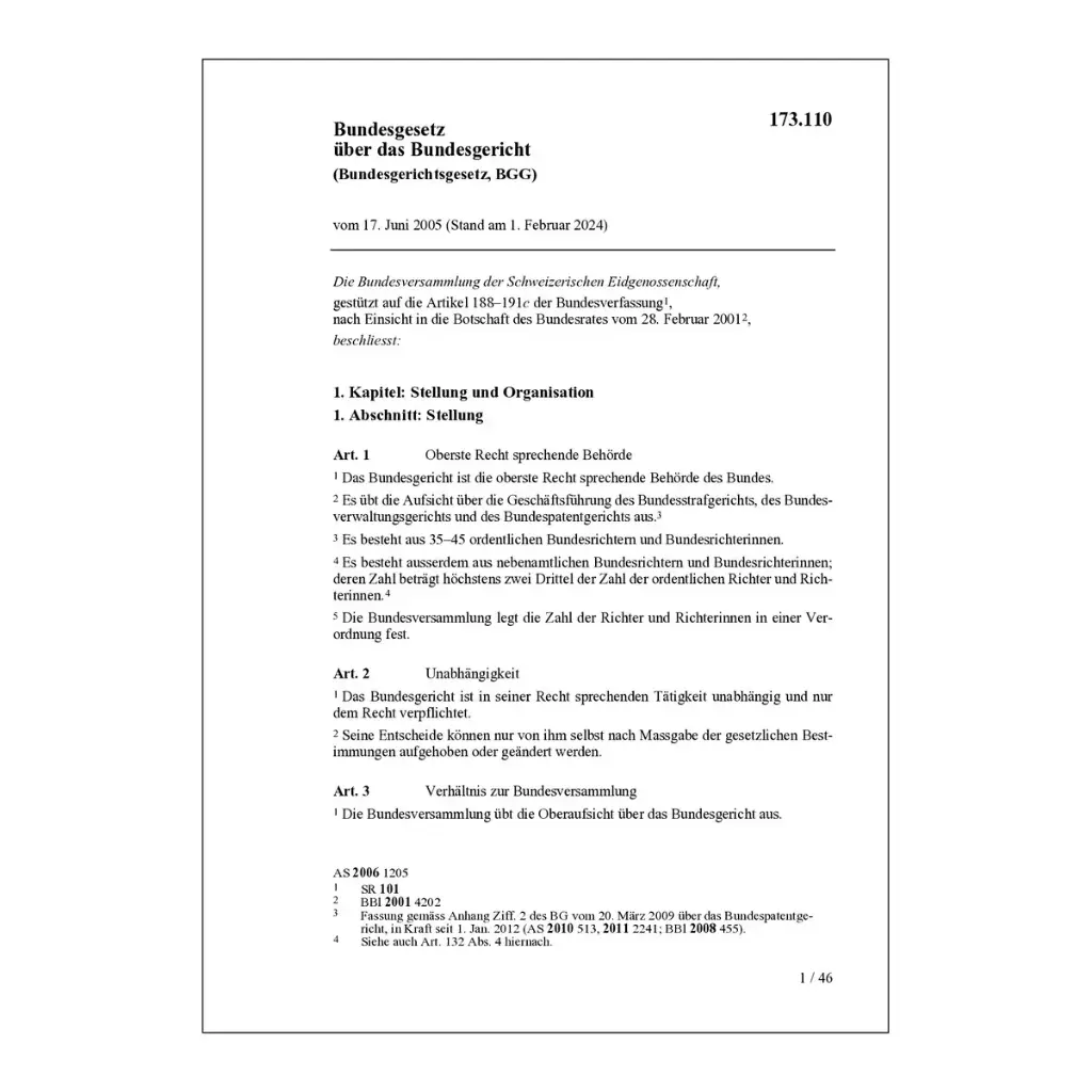 Bundesgerichtsgesetz, BGG