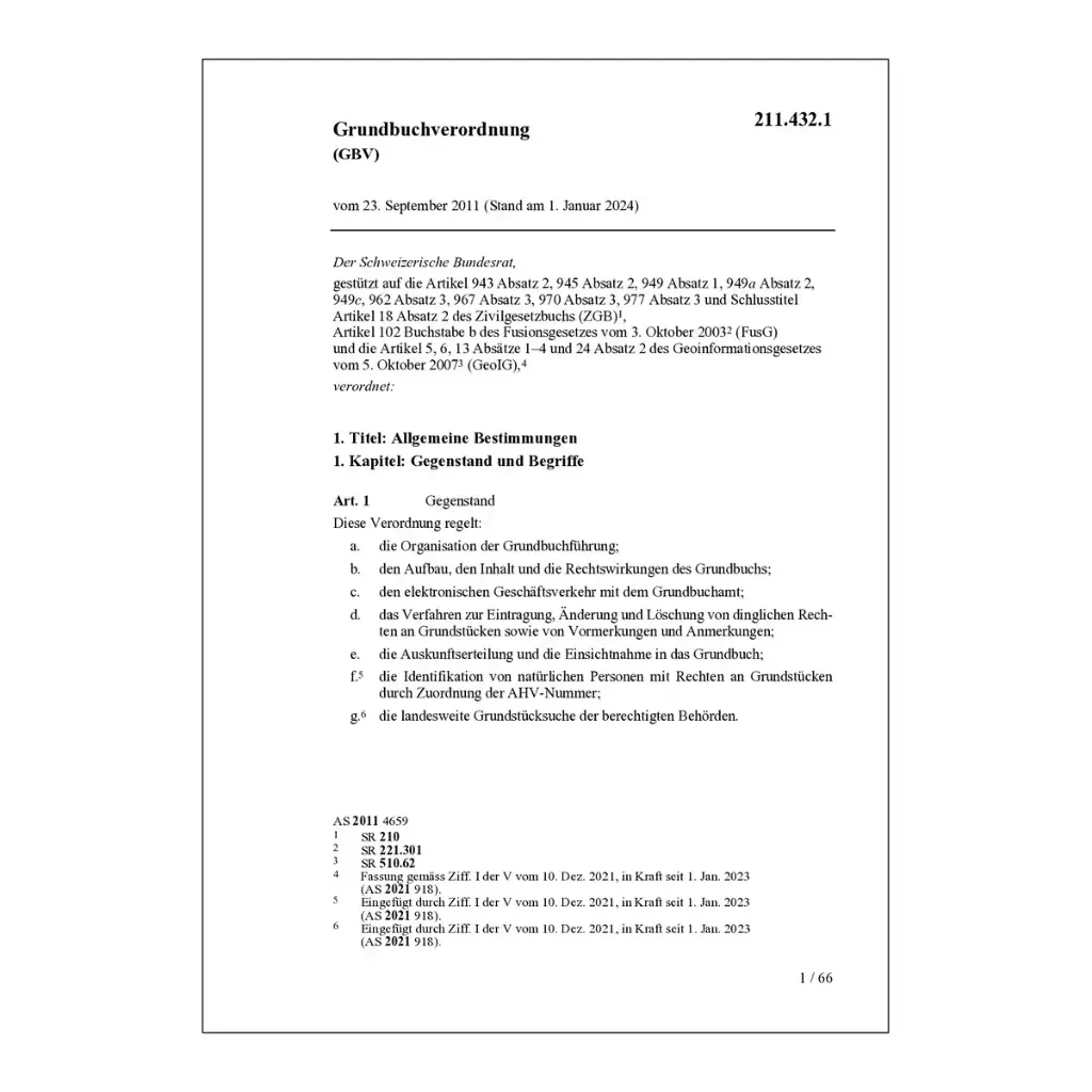 V Grundbuch, GBV