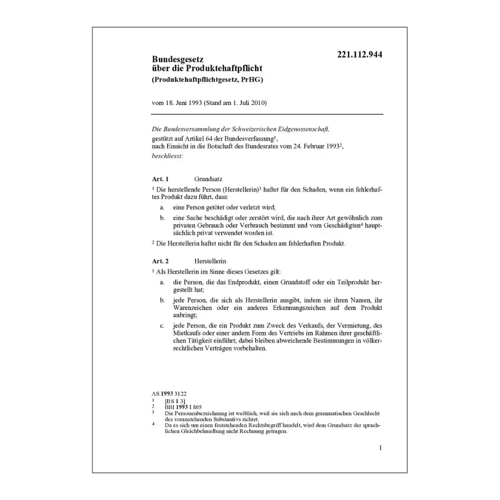 BG Produktehaftpflicht,PrHG
