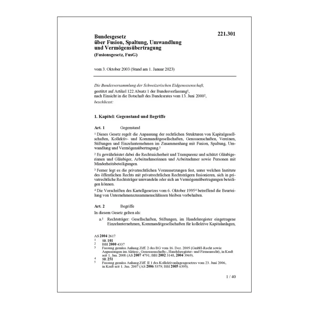 Fusionsgesetz, FusG