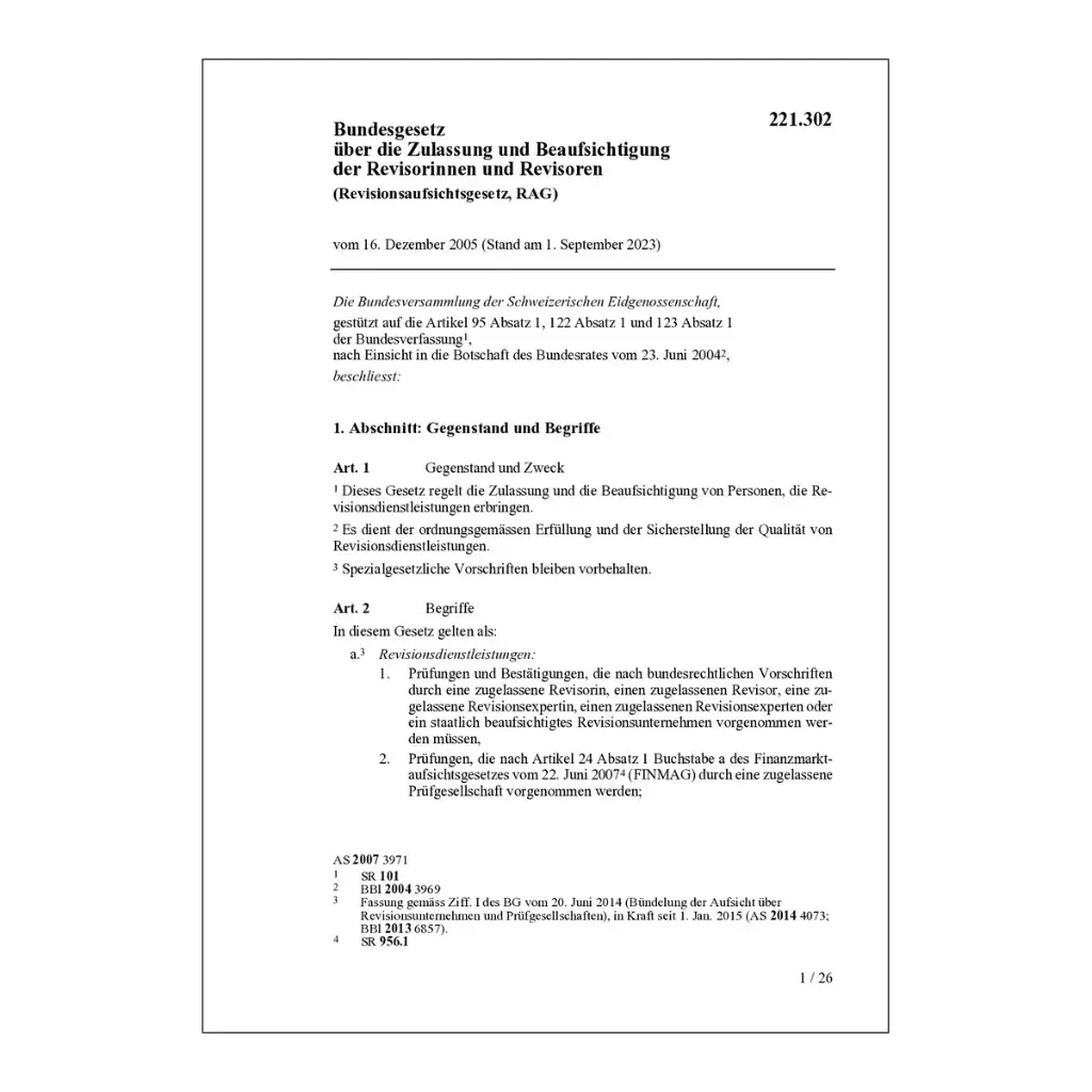 Revisionsaufsichtsgesetz, RAG