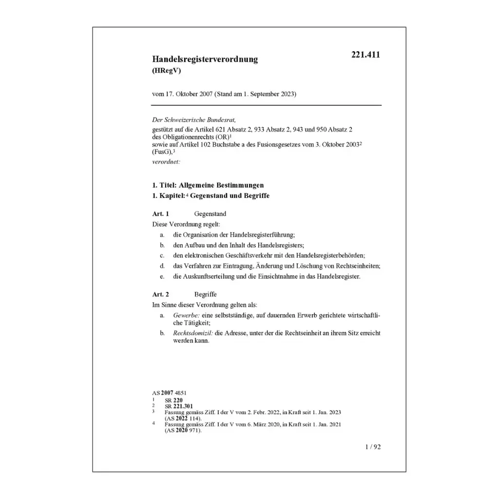 Handelsregisterverordnung, HRegV