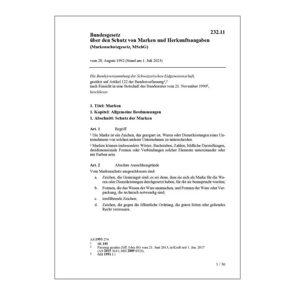 BG Marken und Herkunftsangaben, MSchG