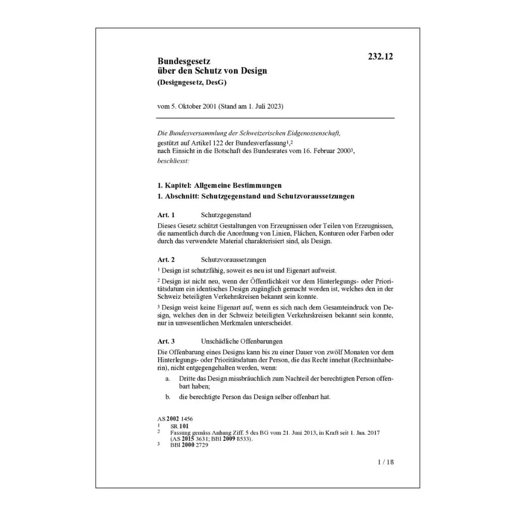 BG Schutz von Design, DesG
