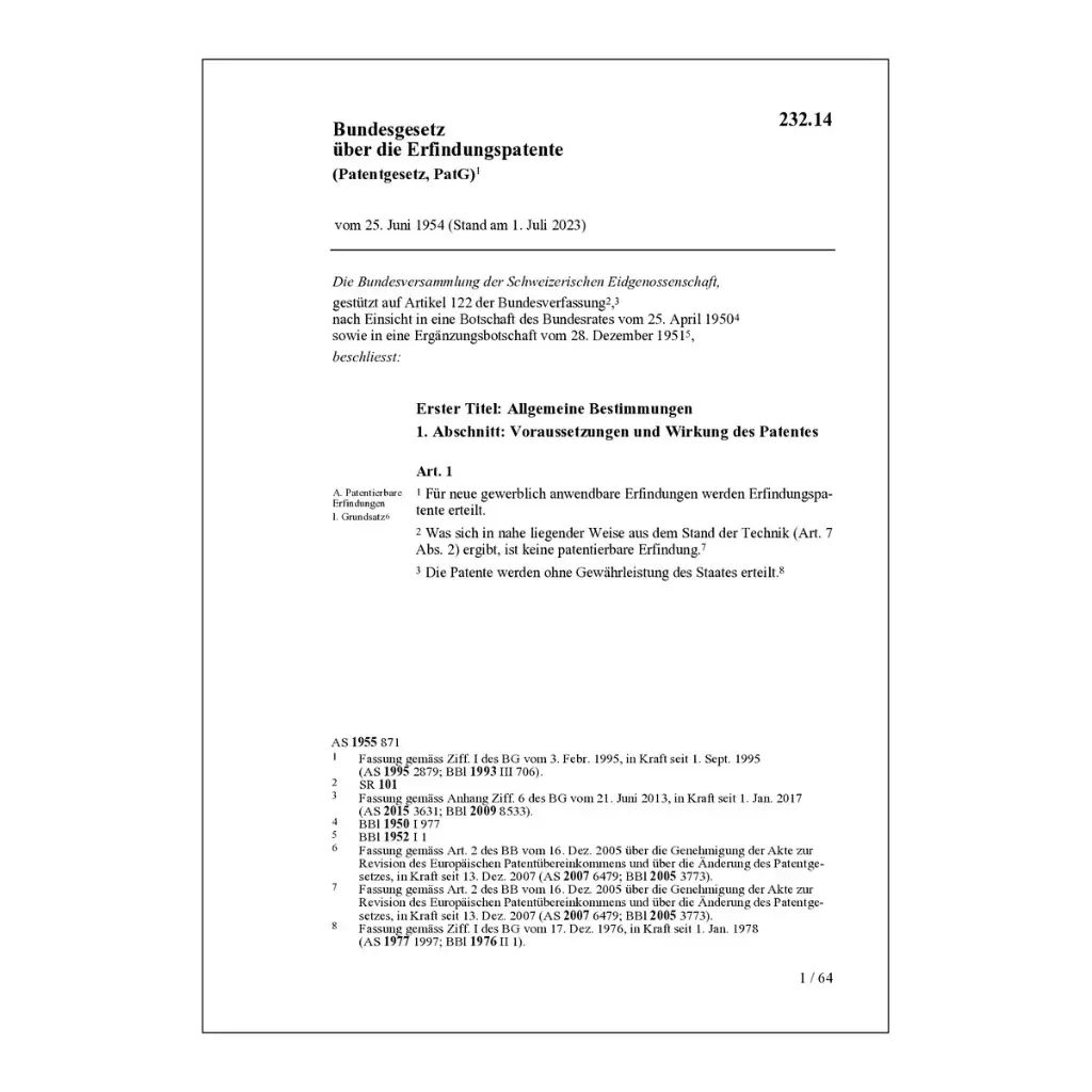 BG Erfindungspatente, PatG