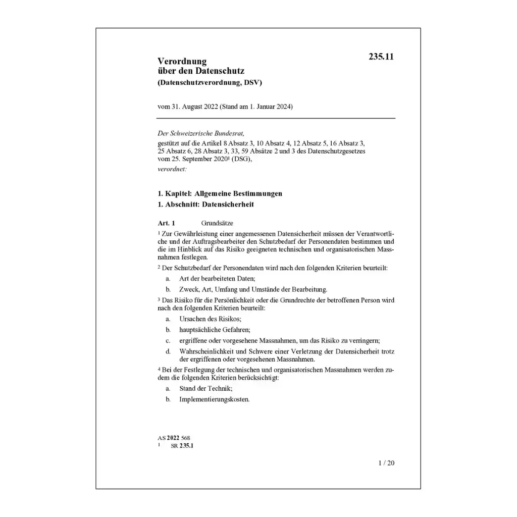 Datenschutzverordnung, DSV