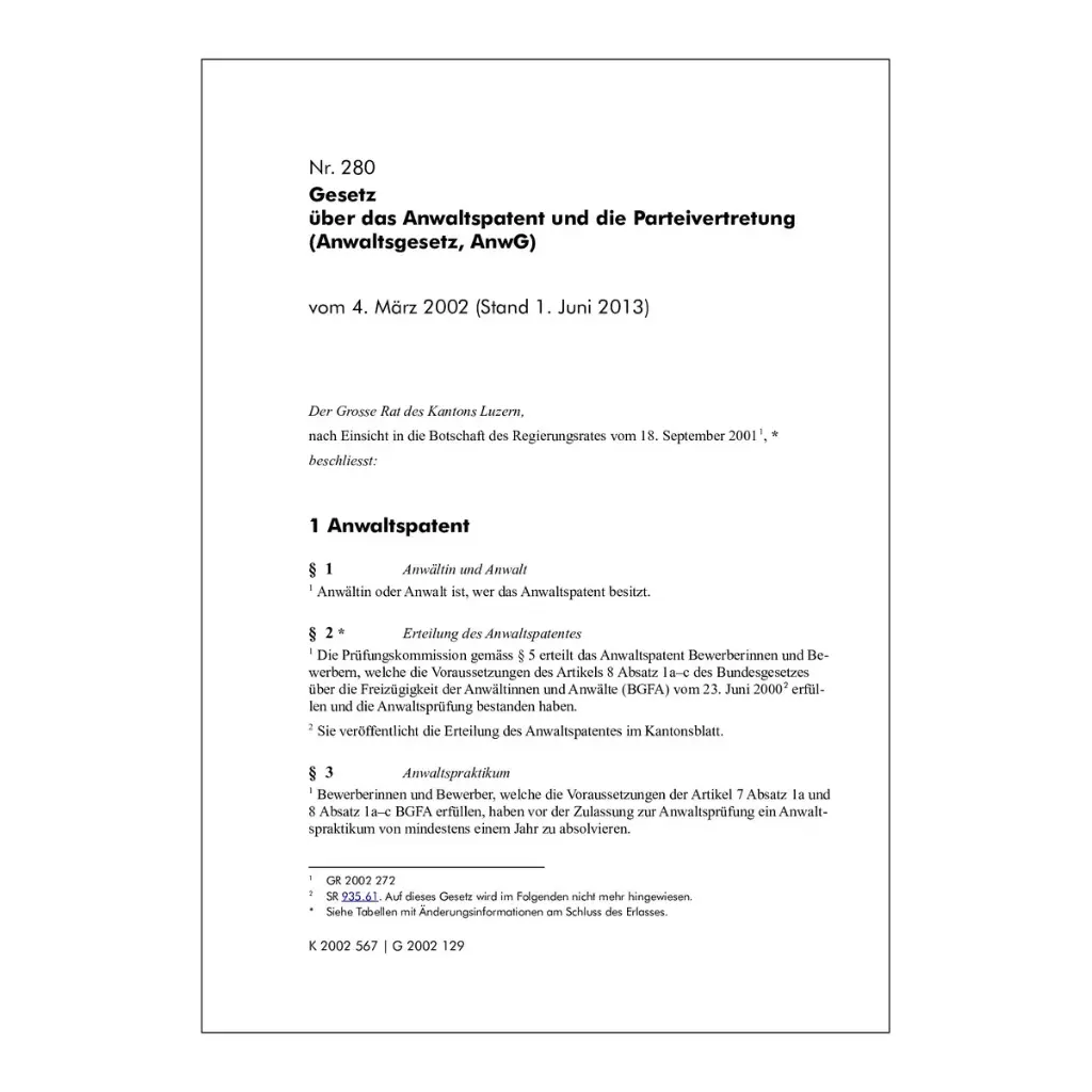 AnwG, Anwaltsgesetz Luzern
