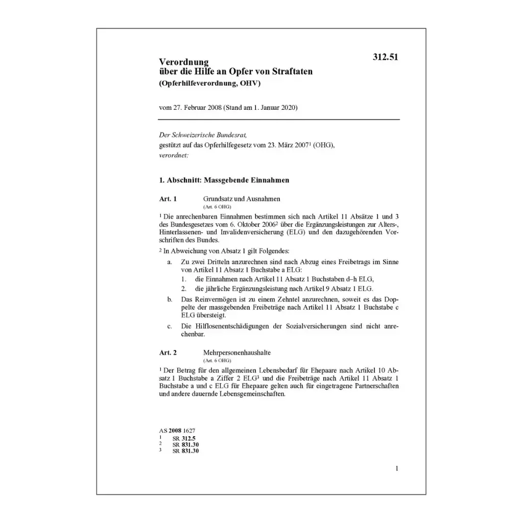 V Hilfe an Opfer von Straftaten, OHV