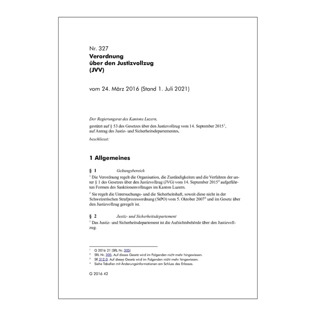 Verordnung über den Justizvollzug, JVV