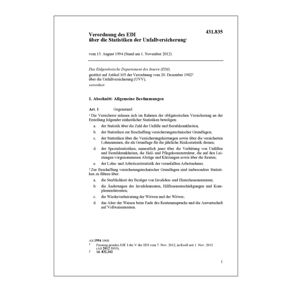 V Statistiken der Unfallversicherung, VSUV