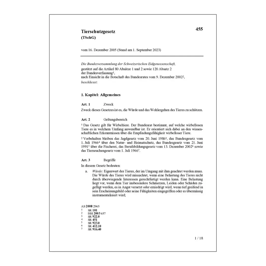 Tierschutzgesetz, TSchG