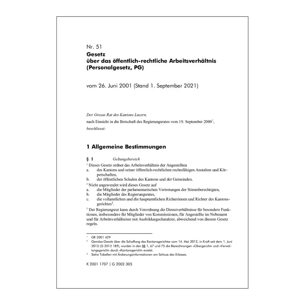Personalgesetz, PG