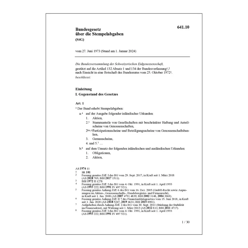BG über Stempelabgaben, StG