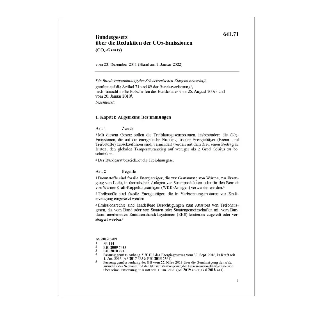 BG Reduktion CO2-Emissionen CO2-Gesetz