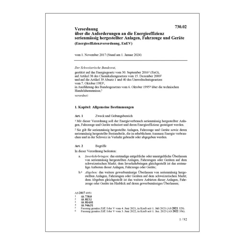 V Energieeffizienzverordnung, EnEV