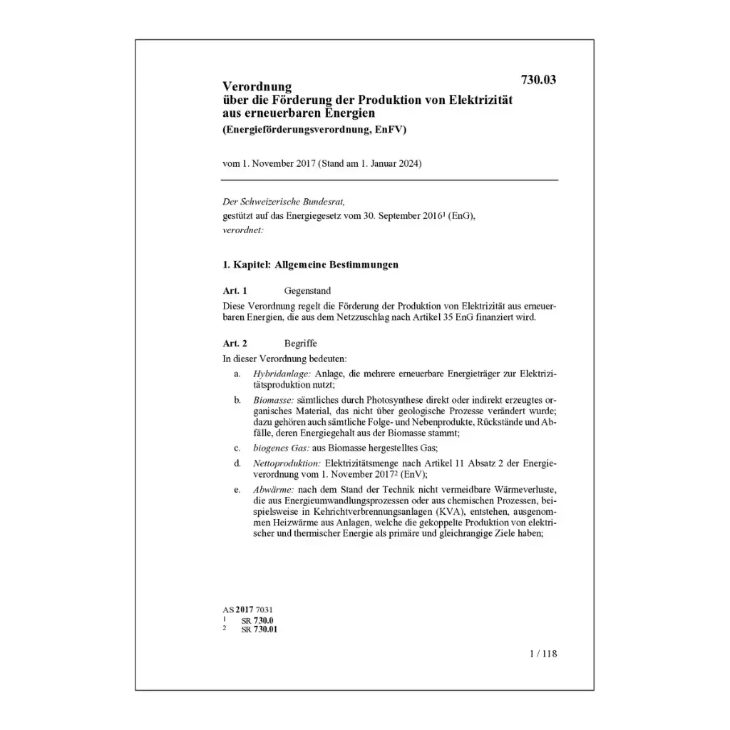 V Energieförderungsverordnung, EnFV