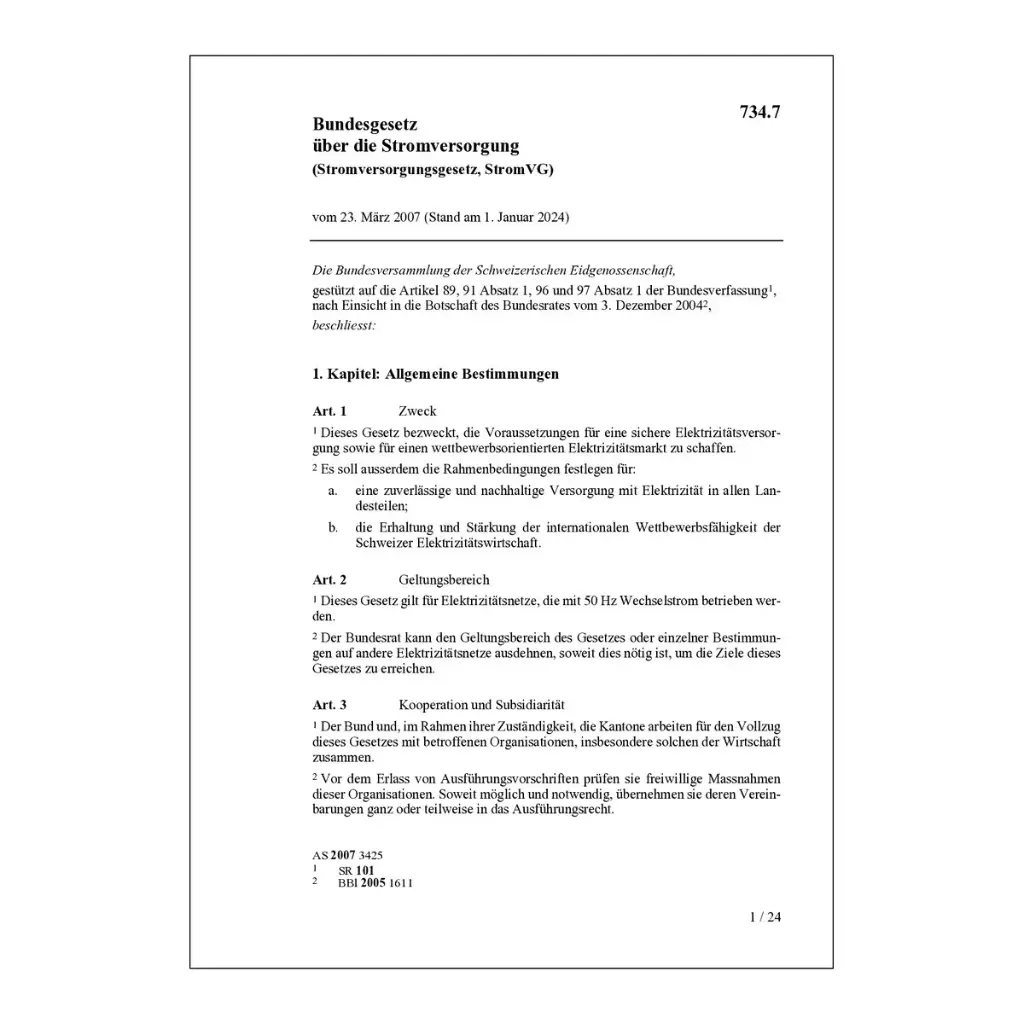Stromversorgungsgesetz, StromVG