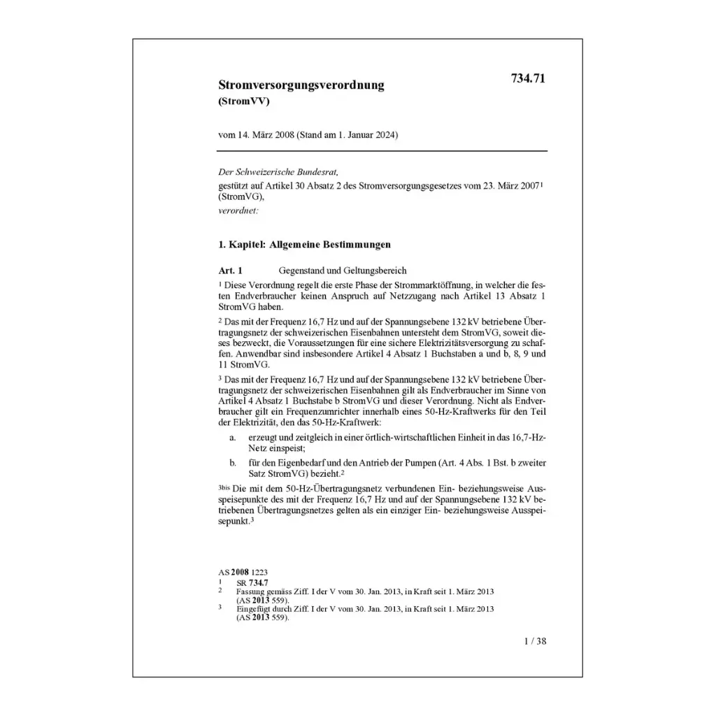 V Stromversorgungsverordnung, StromVV