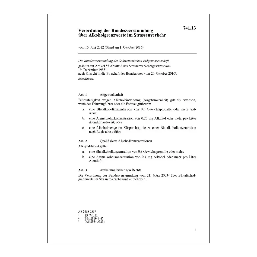 V BV Blutalkoholgrenzwerte Strassenverkehr