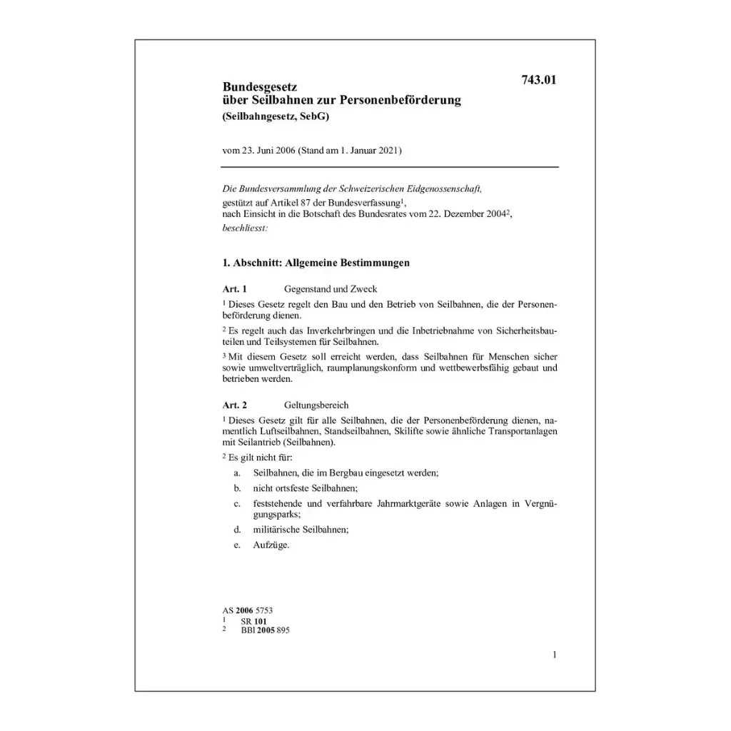 Seilbahngesetz, SebG