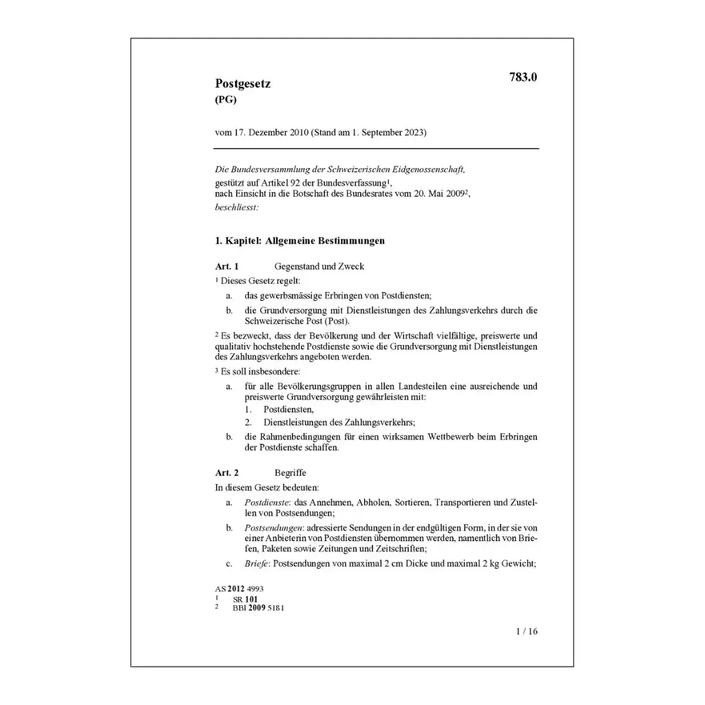 Postgesetz, PG