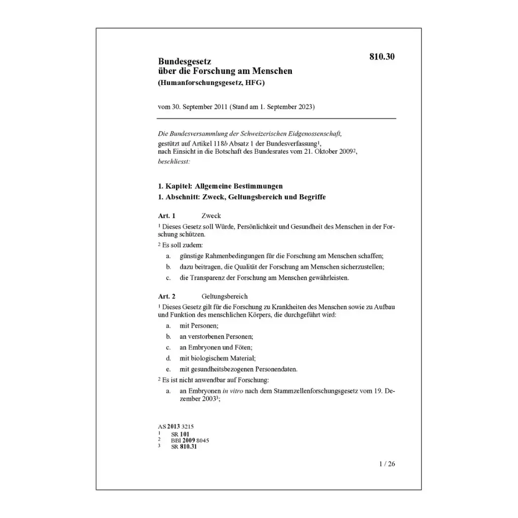 Humanforschungsgesetz, HFG