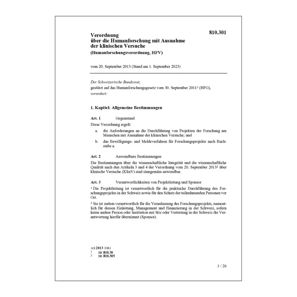 Humanforschungsverordnung, HFV