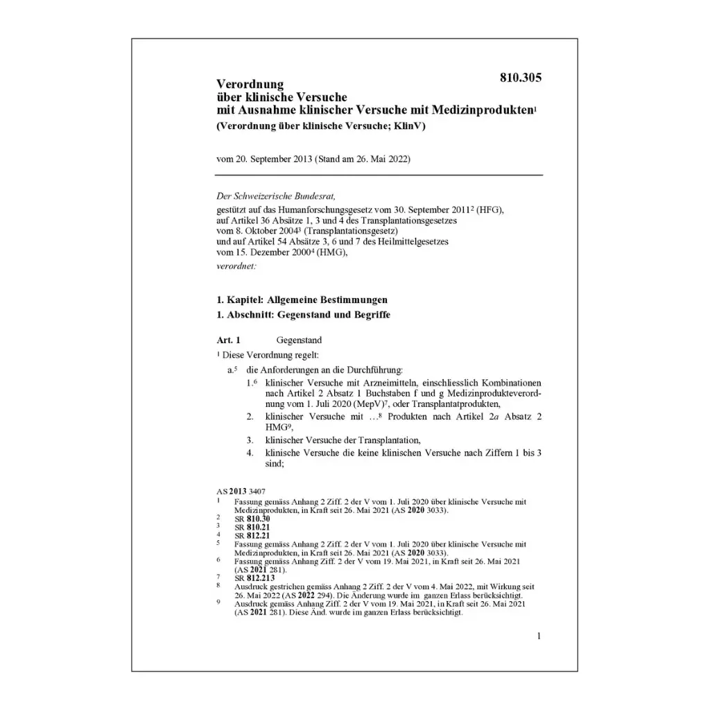 V klinische Versuche KlinV