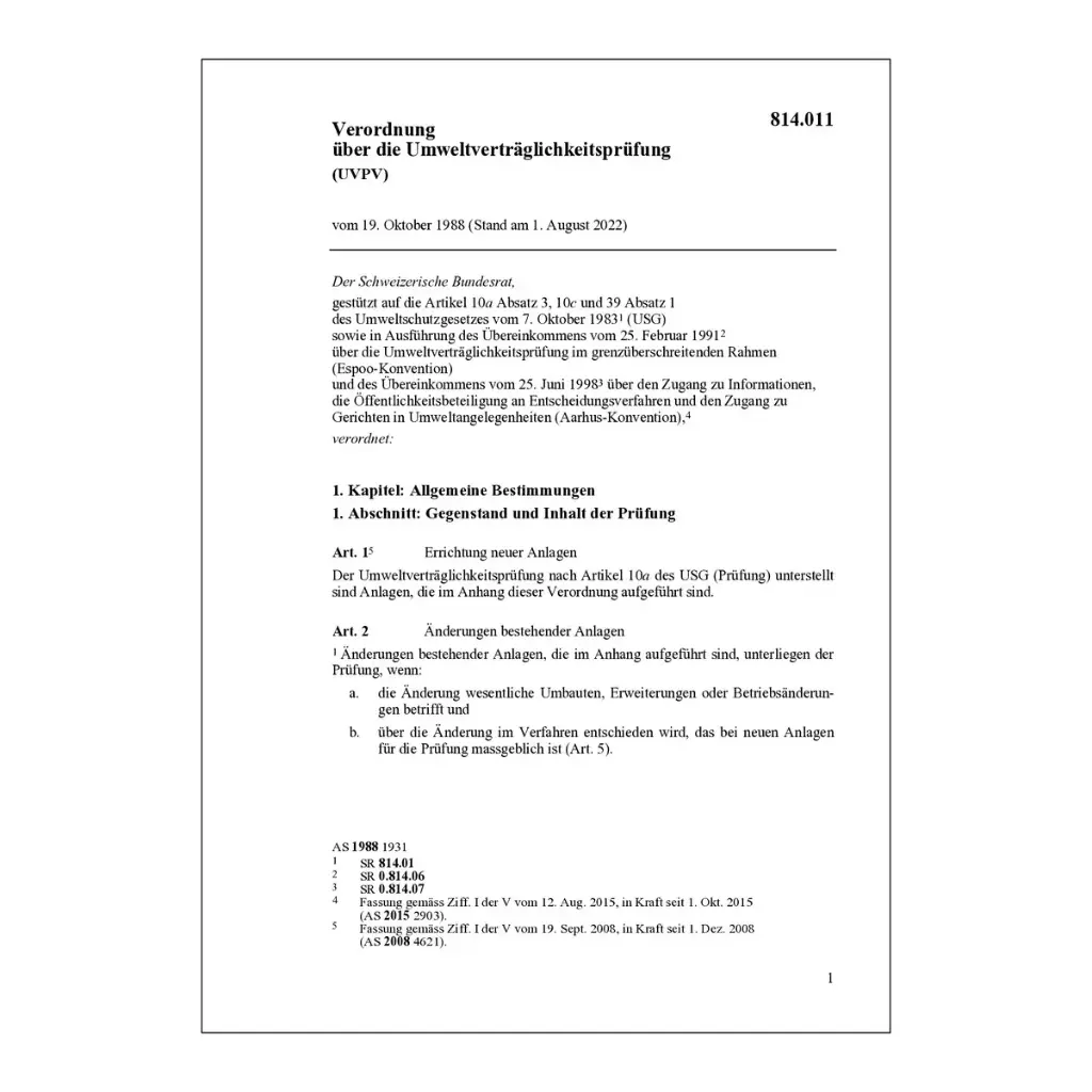 V Umweltverträglichkeitsprüfung, UVPV