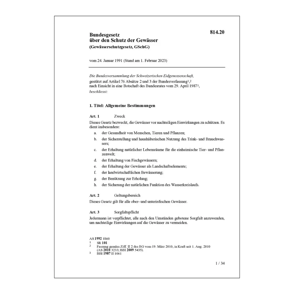 BG Schutz der Gewässer, GSchG